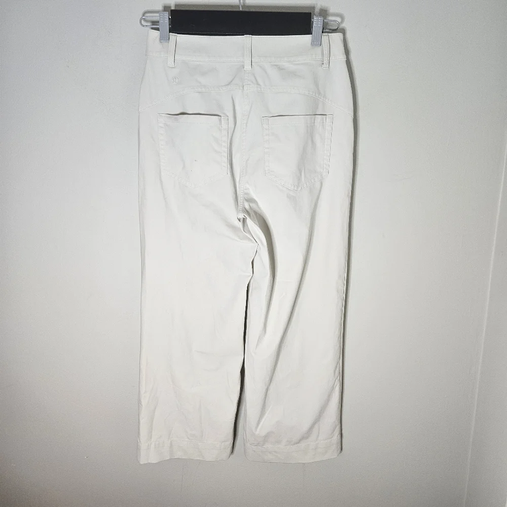 Lululemon City Sleek 5 Pocket Wide-Leg High Rise 7/8 Length Pant White Opal 27 M